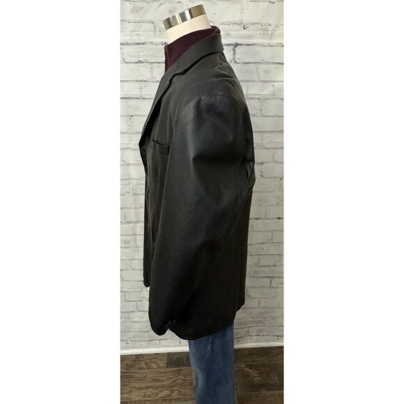 Stafford Black 100% Genuine Leather Blazer Sport Coat Mens XL 3 Button Preppy - Picture 2 of 16